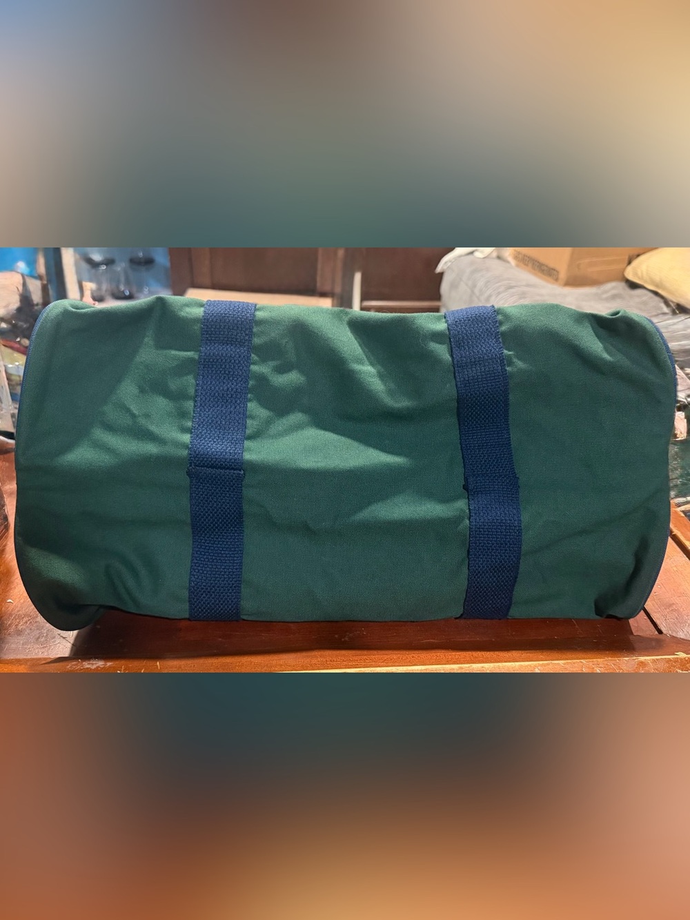 Vintage Rolex Duffle Bag Canvas Promotional Travel Gym Green W/ Blue Trim Strap - Picture 3 of 12